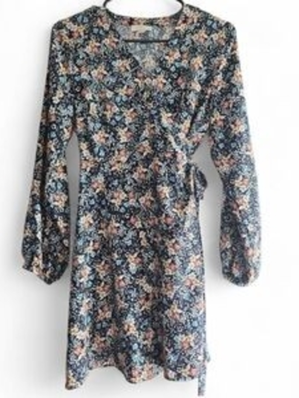 LOFT Navy Floral Wrap Mini Dress